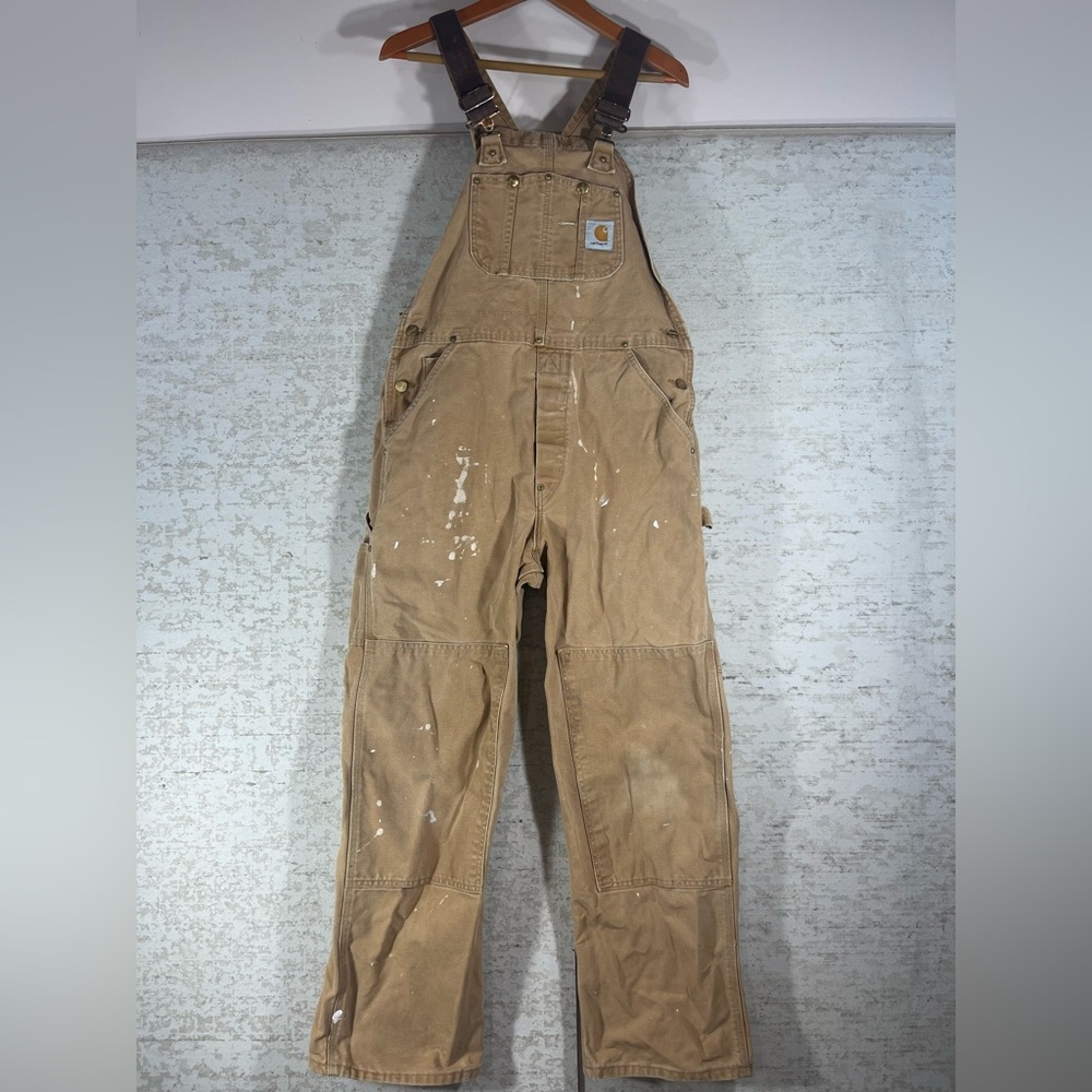 CARHARTT Painters Outdoors Double Knee Khaki Overalls Size 8